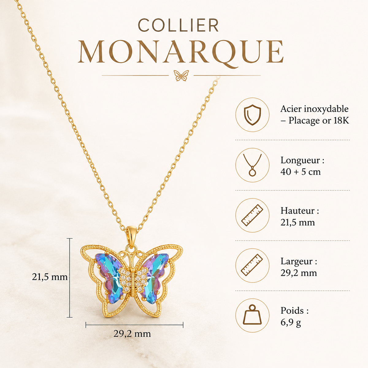 Collier Monarque - Céleste - CL-168