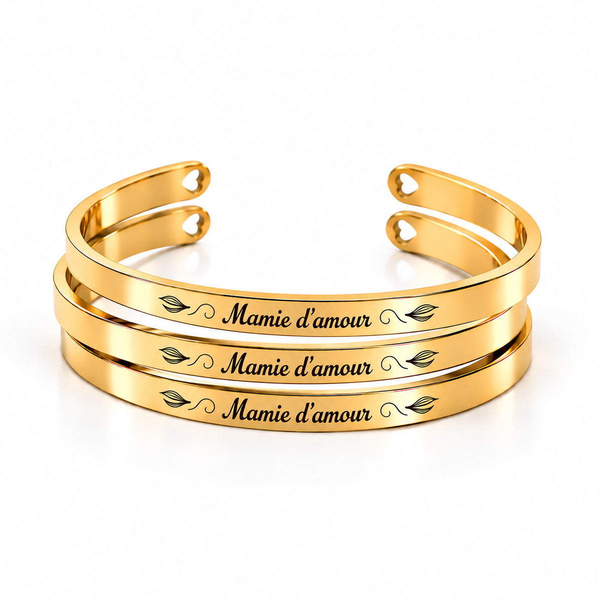 Brazalete de oro rosa martillado de 6 mm x 160 mm - BR-033