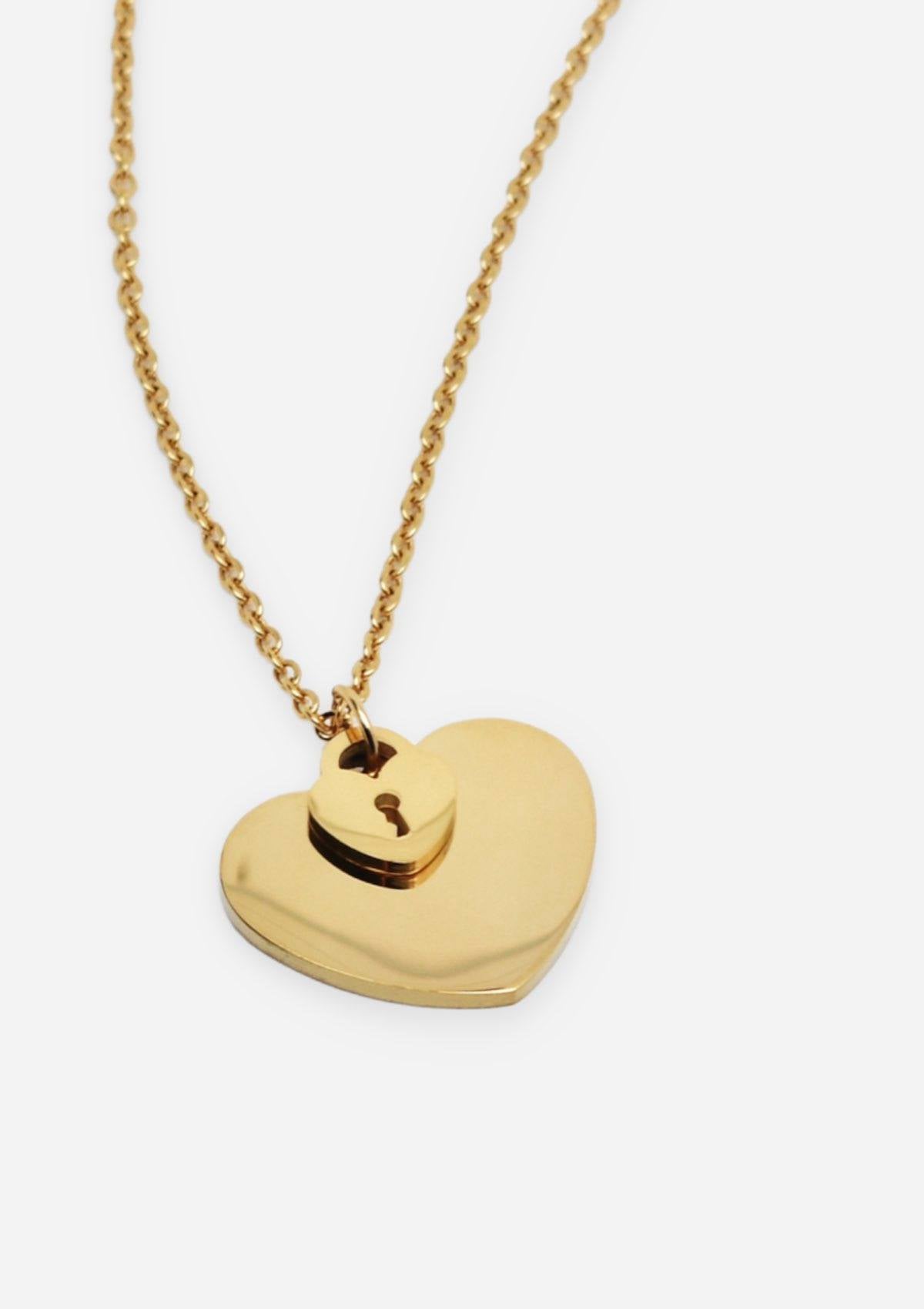 Collier Coeur et cadenas Doré