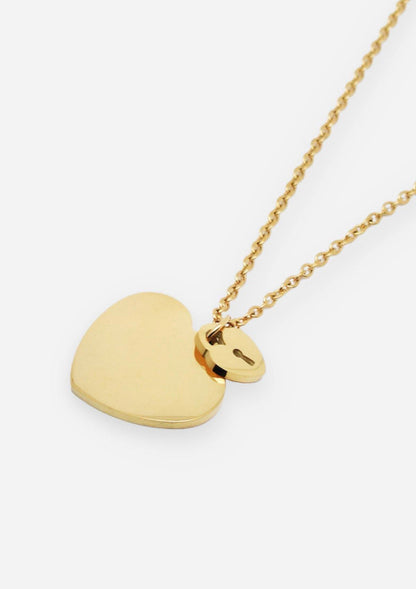 Collier Coeur et cadenas Doré