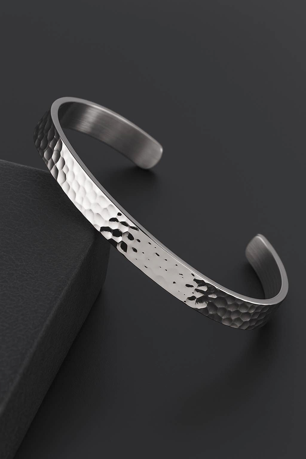 Jonc Martelé Argenté 6mm x 160mm - BR-032