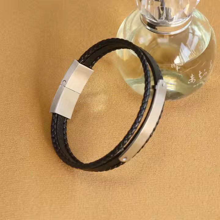 Bracelet Homme Cuir Noir BH-001