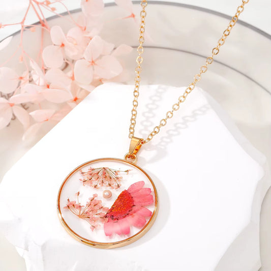 Collier Floral Rose clair CL-034B