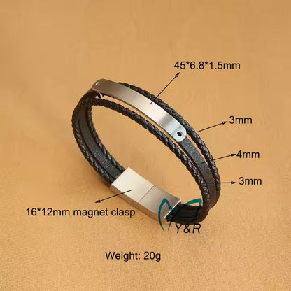 Bracelet Homme Cuir Noir BH-001