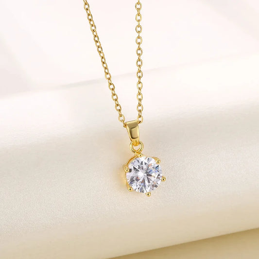 Collier Solitaire Doré (CL-007)