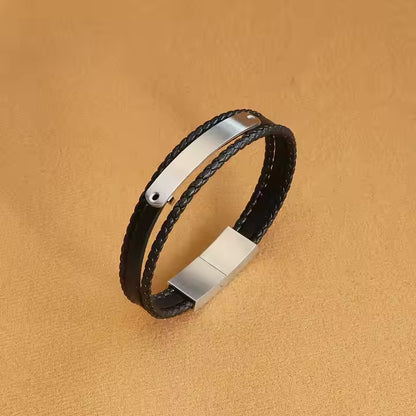 Bracelet Homme Cuir Noir BH-001