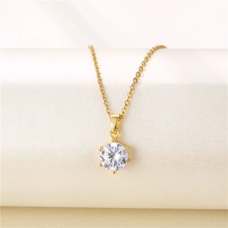 Collier Solitaire Doré (CL-007)