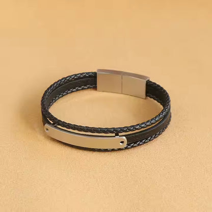 Bracelet Homme Cuir Noir BH-001