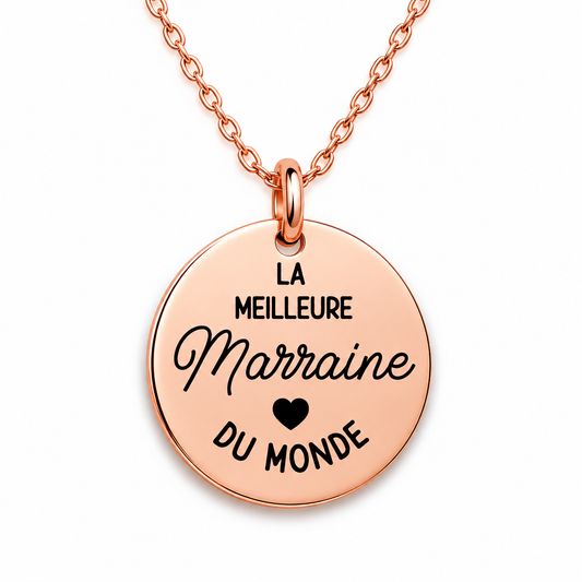 Collier Meilleure marraine du monde - Rose Doré - CL-226