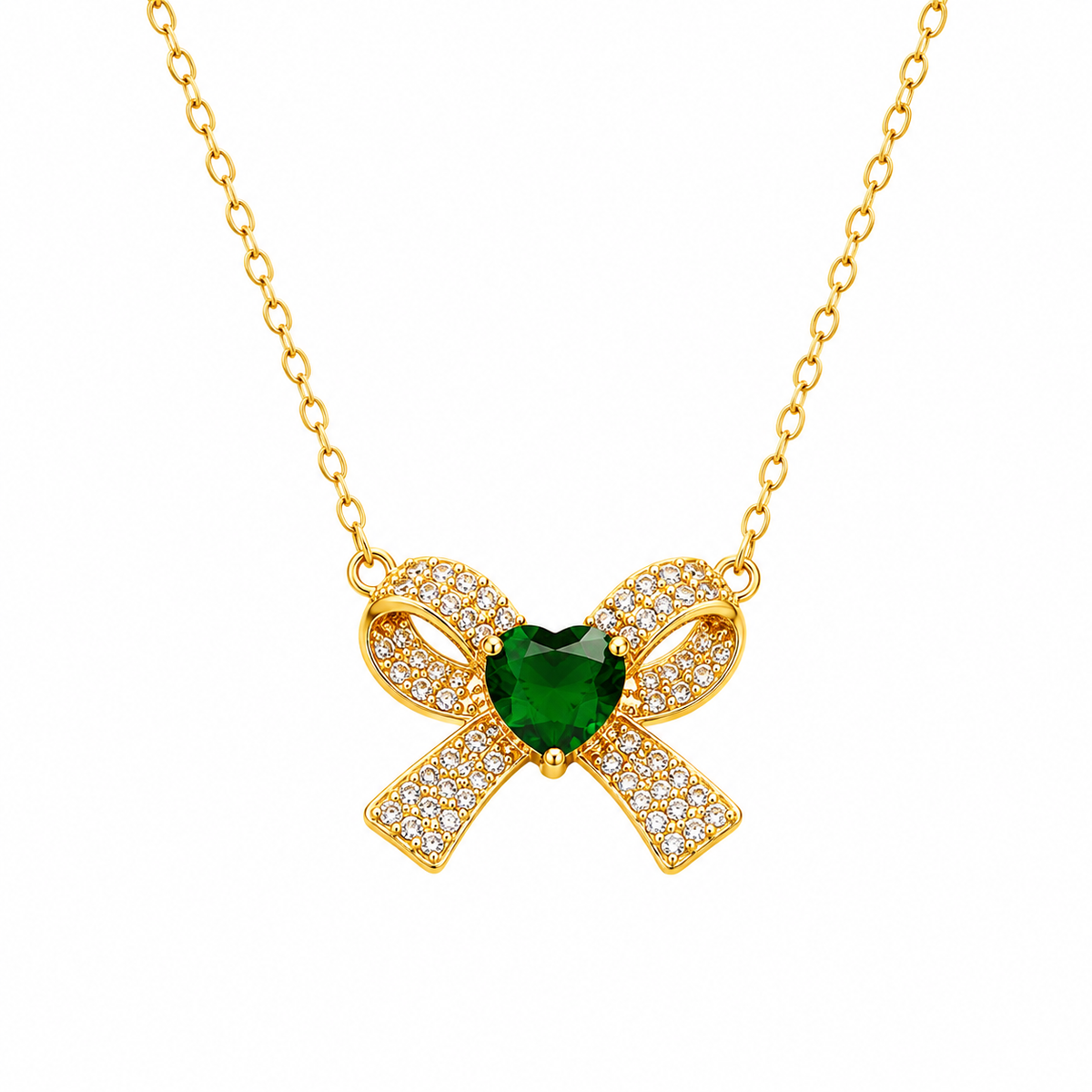 Collier Ruban Doré - Vert  - CL-191
