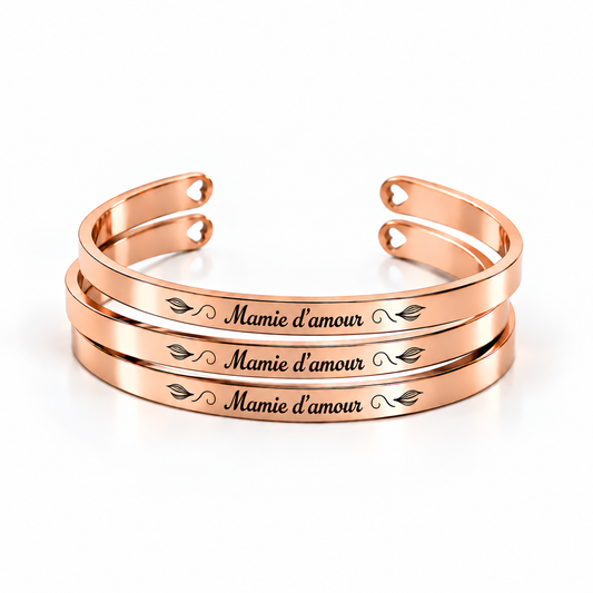 Brazalete de oro rosa martillado de 6 mm x 160 mm - BR-033