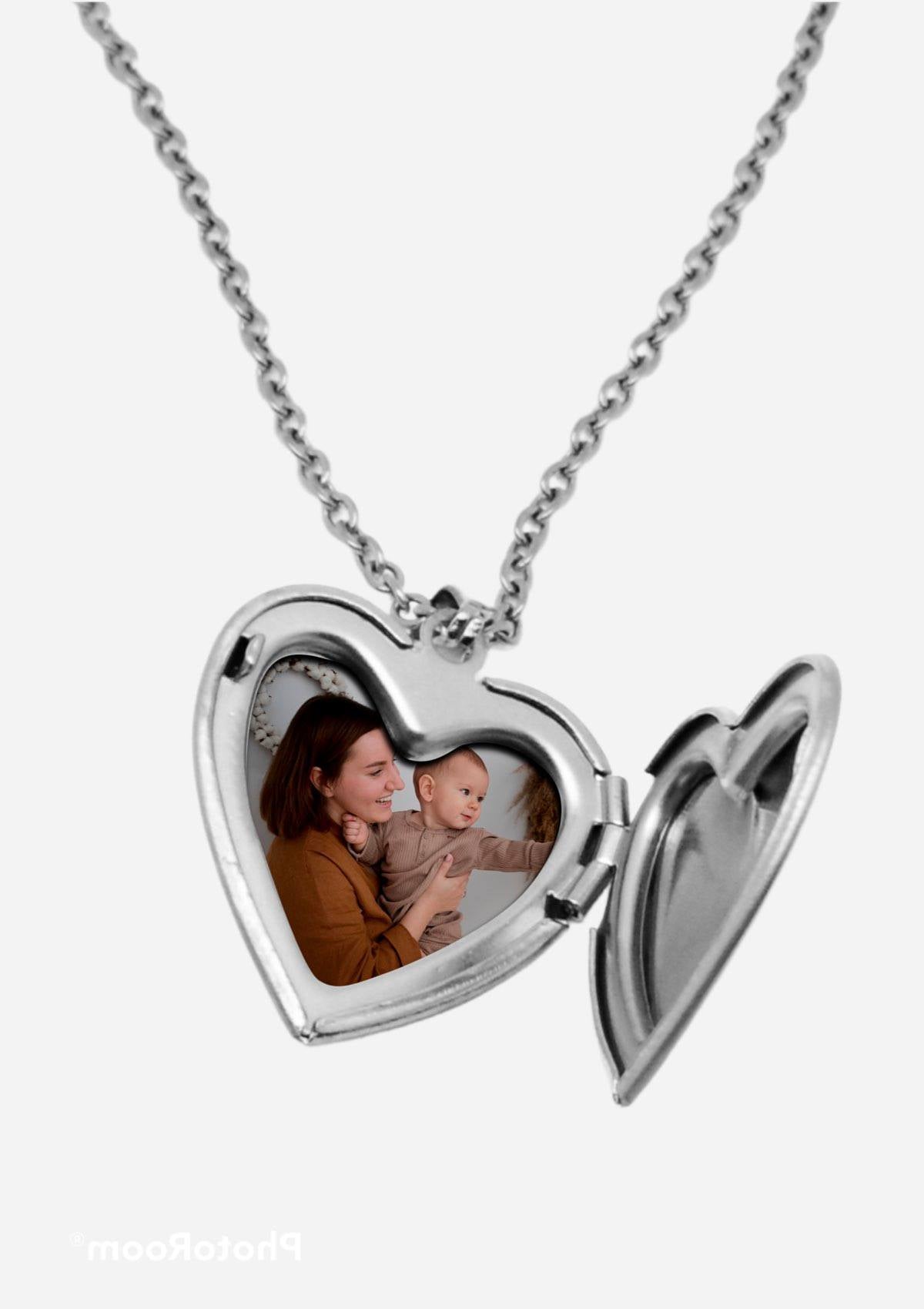 Collier Porte-photo cœur Argenté - CL-025